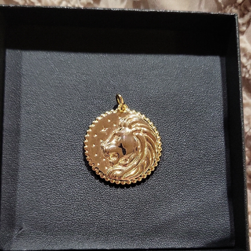 Majestic Gold Lion Medallion Charm